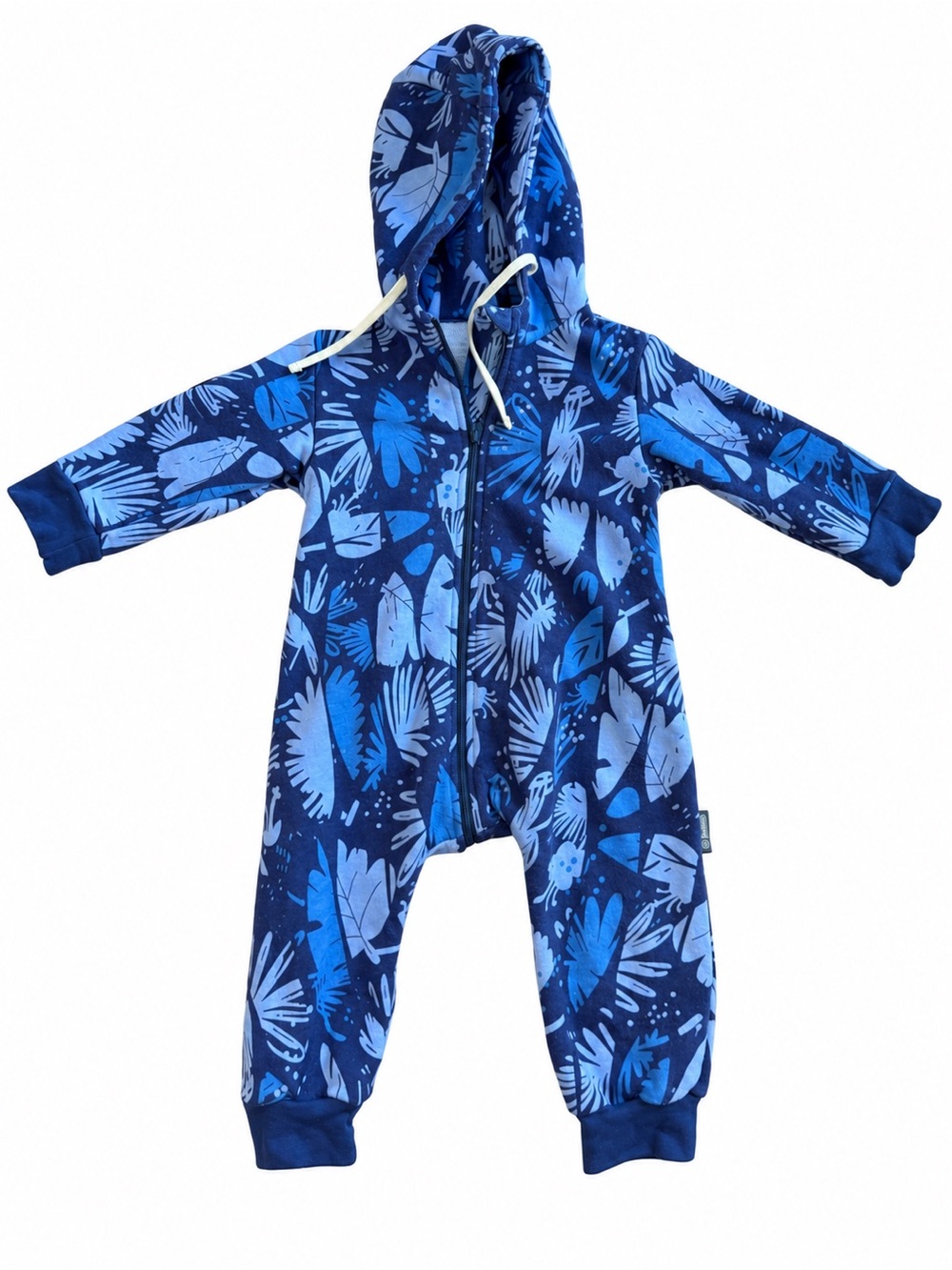 Bambinizon kids’ blue hooded zip-up jumpsuit size 2T